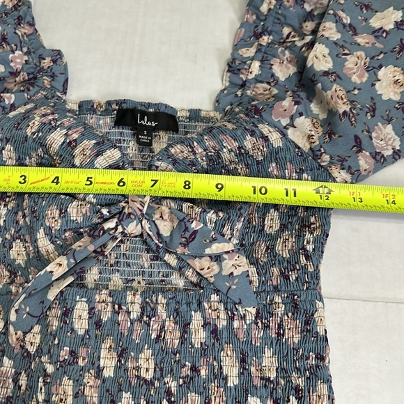 Lulus See Me Bloom Blue Floral Womens Size Small Cut Out Smocked Mini Dress - Picture 8 of 15